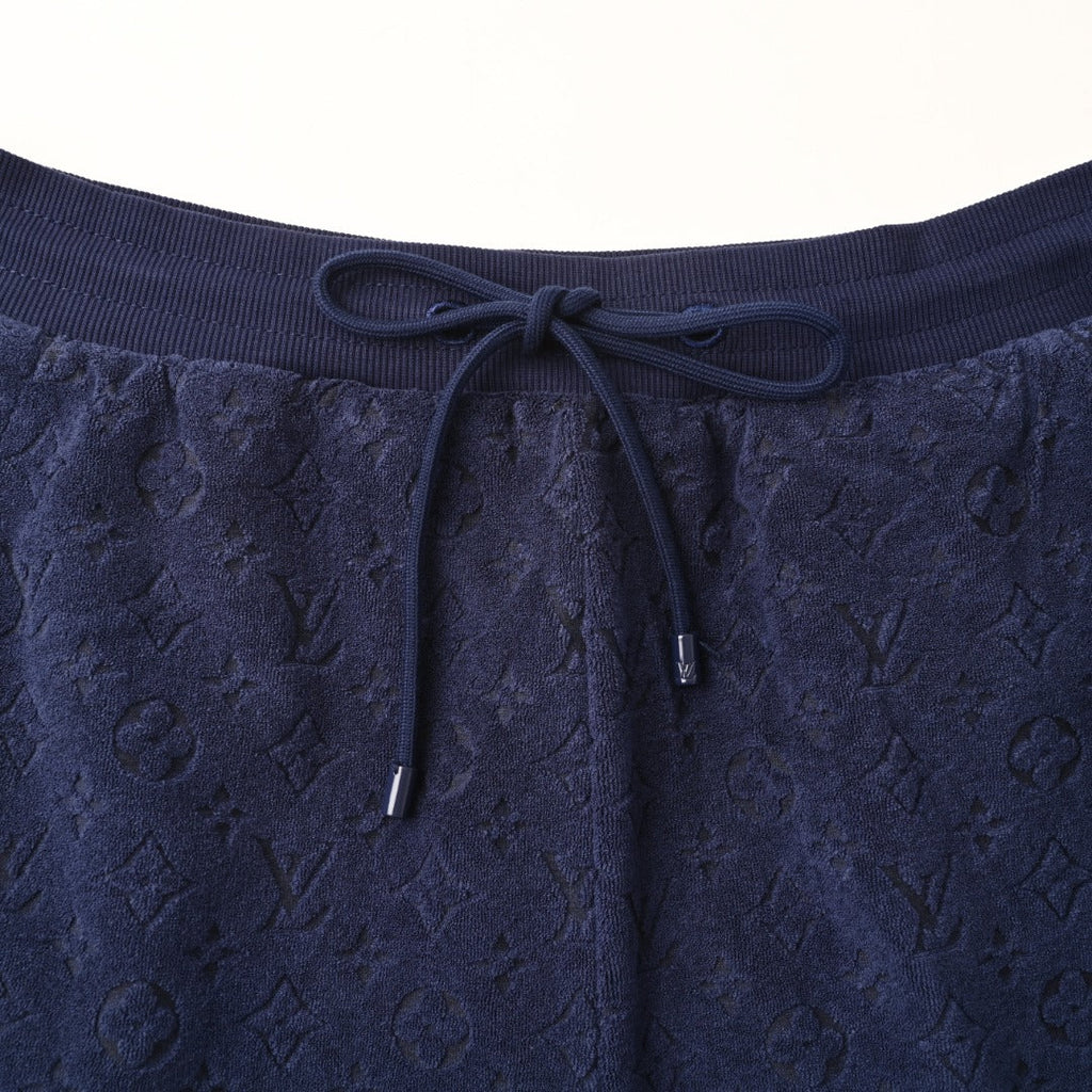 Velvet Textured Terry Athletic Shorts