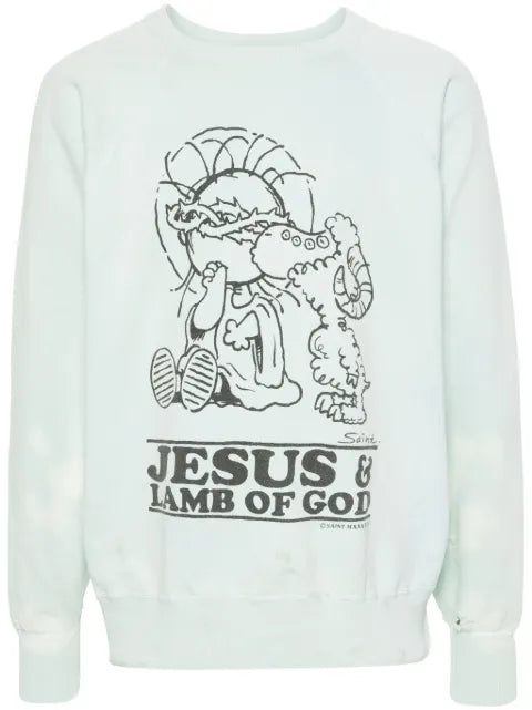 SAINT MXXXXXX distressed graphic-print sweatshirt