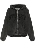 Stüssy faded-graphic zip-up hoodie