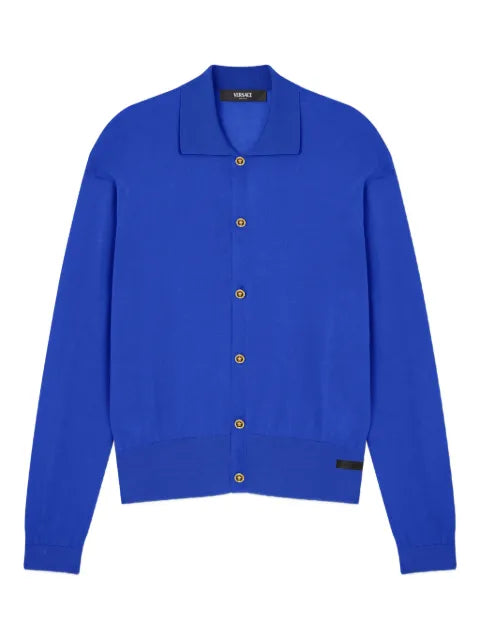 Versace Medusa silk-cotton knit polo cardigan