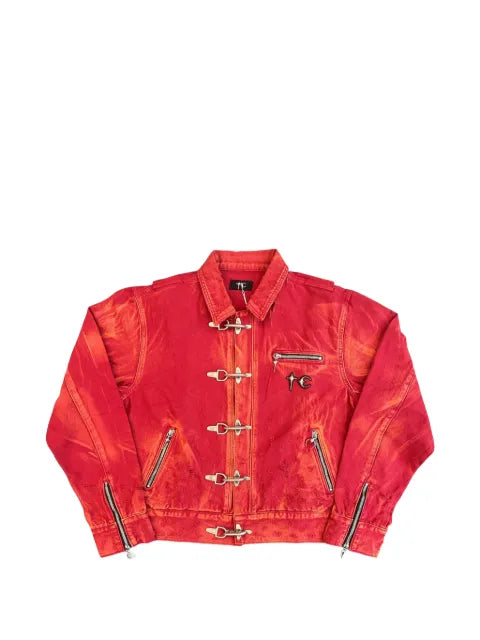 THUG CLUB two-tone washed shirt jacket