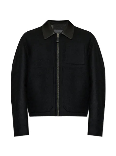 Givenchy blouson in wool with leather collar and checked reverse