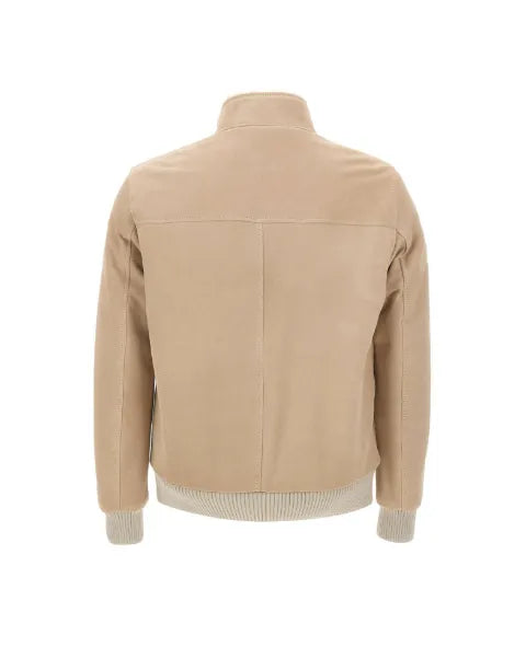 Barba Rivet shearling-lined suede jacket