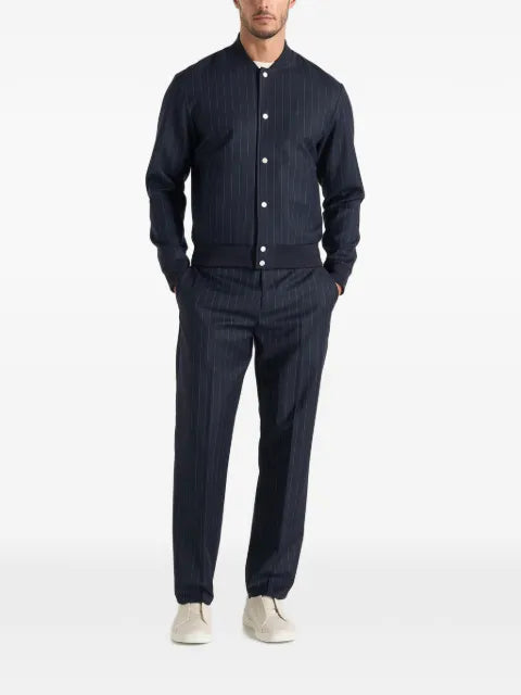 Manière De Voir Savin in navy pinstripe bomber jacket
