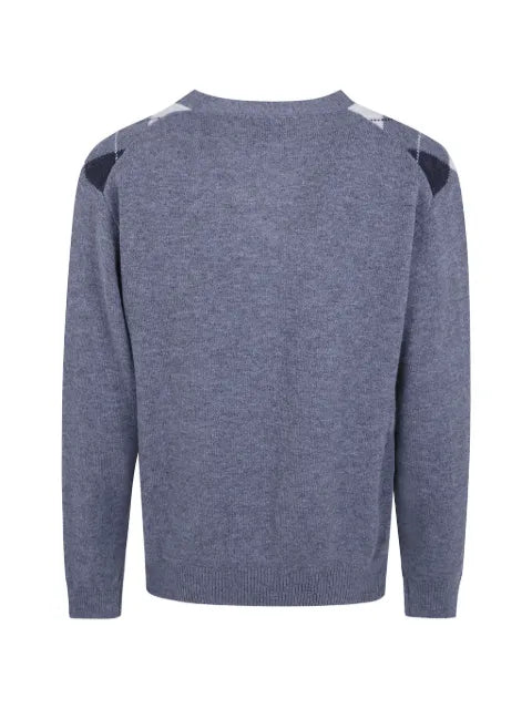 DUNST argyle-intarsia wool cardigan