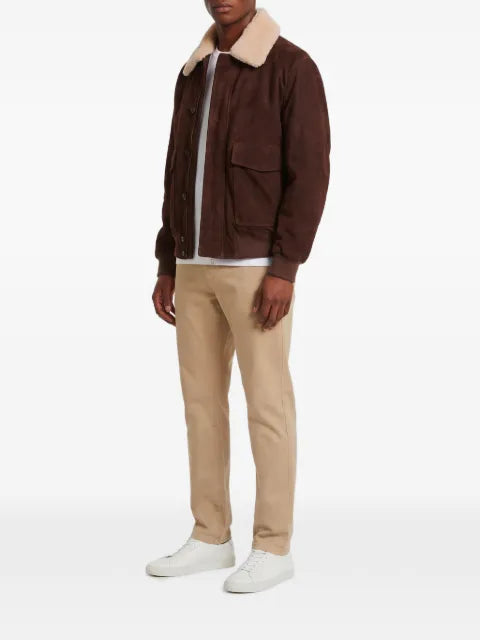 Arma Bari Gritty shearling-collar suede bomber jacket