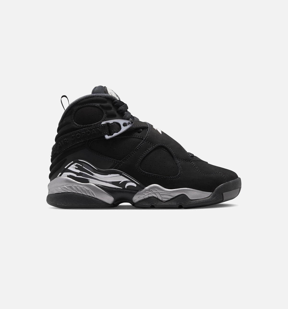 Air Jordan 8 Retro "Chrome Black and Light Graphite" Big Kids' Shoe – Black/White/Light Graphite