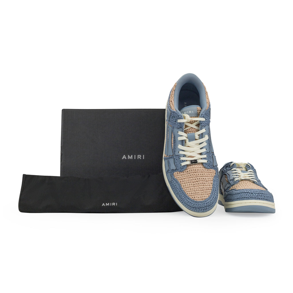 Beige/Blue Raffia Skel Top Low