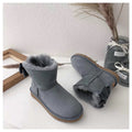 Grey Elegant Bow Detail Ankle Boots — New Arrival | In Stock