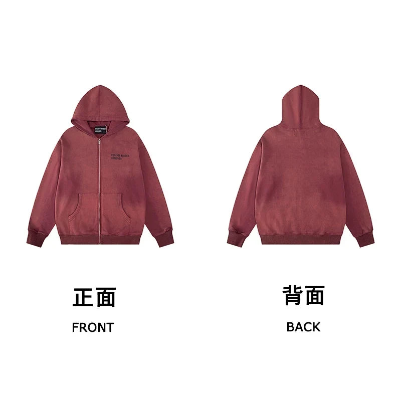 ERD Minimal Logo Zip-Up Hoodie — Brick Red