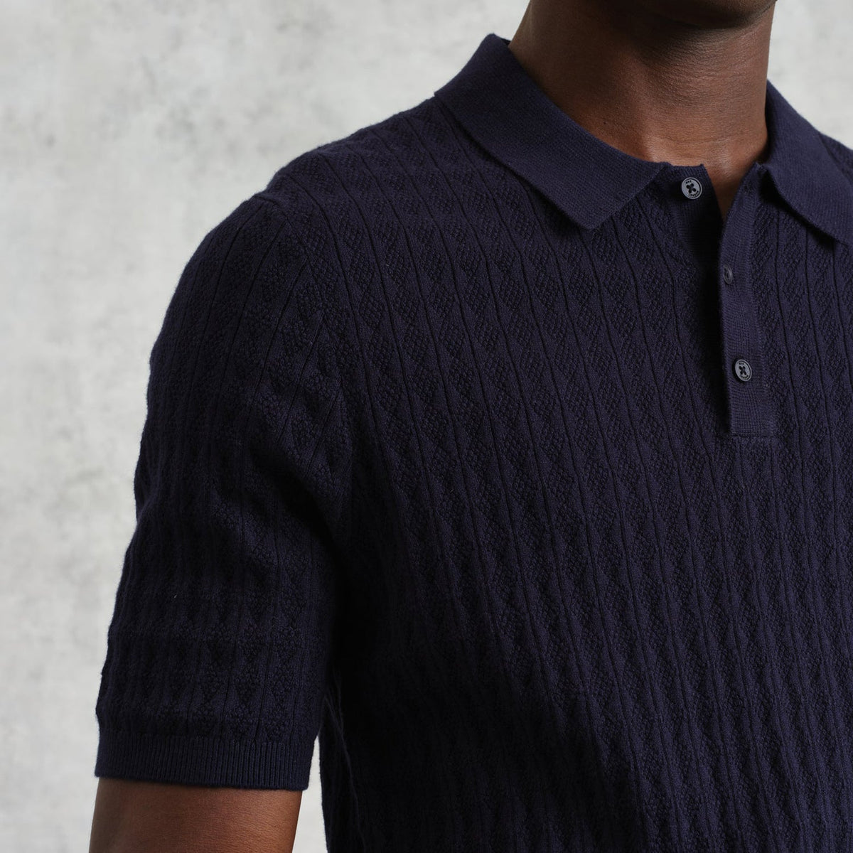 Wax London Naples SS Polo Retro Diamond: Navy