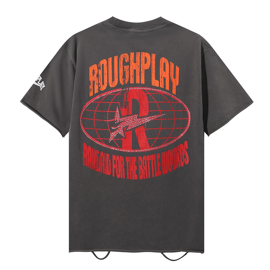 Rough Play Bunny Car Rhinestone Distressed T-Shirt