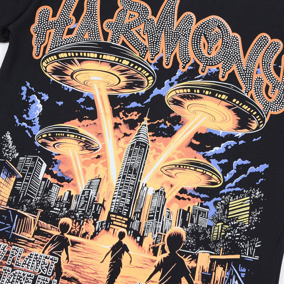 HARMONY UFO City Rhinestone Graphic T-Shirt