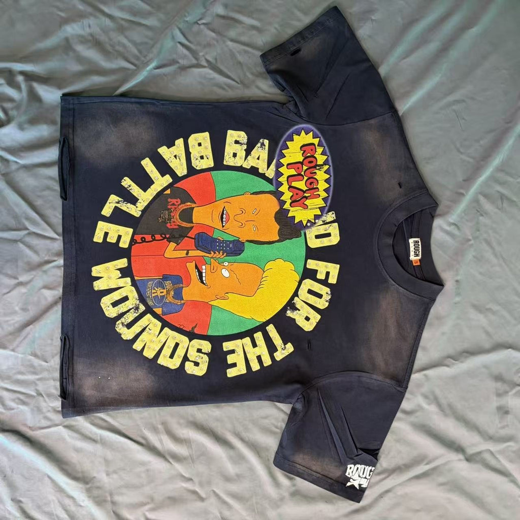 Rough Play Battle Wounds Graphic T-Shirt - Black