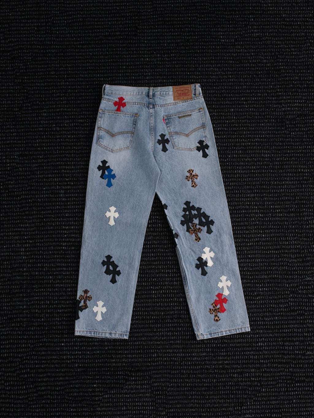Chrome Hearts Light Blue Cross Patch Jeans