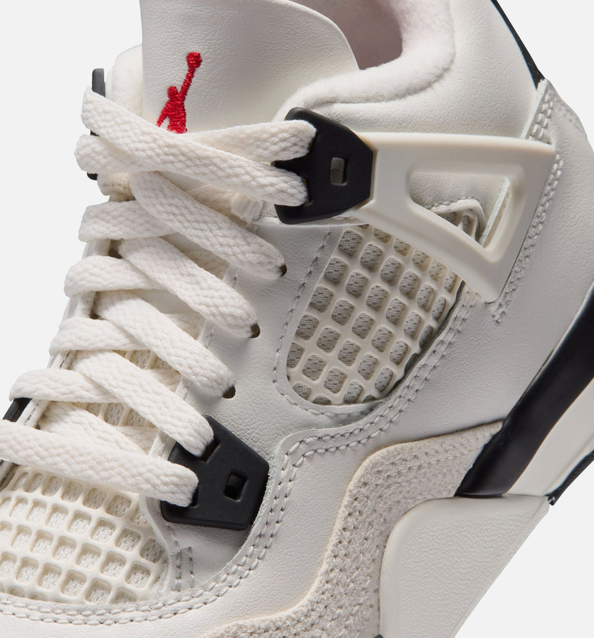 Air Jordan 4 Retro Flight Club Preschool Shoes - Sail Black University Red