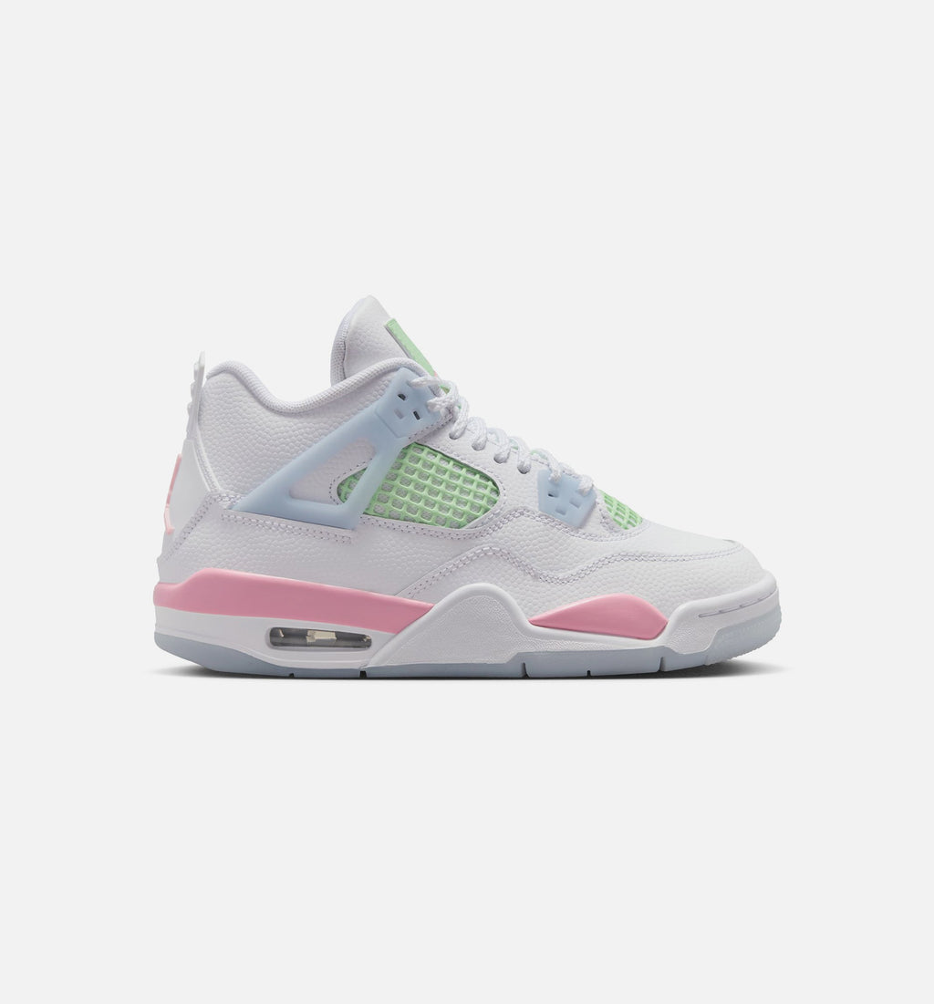 Air Jordan 4 Retro Medium Soft Pink – Grade School Lifestyle Shoe in White/Medium Soft Pink/Half Blue