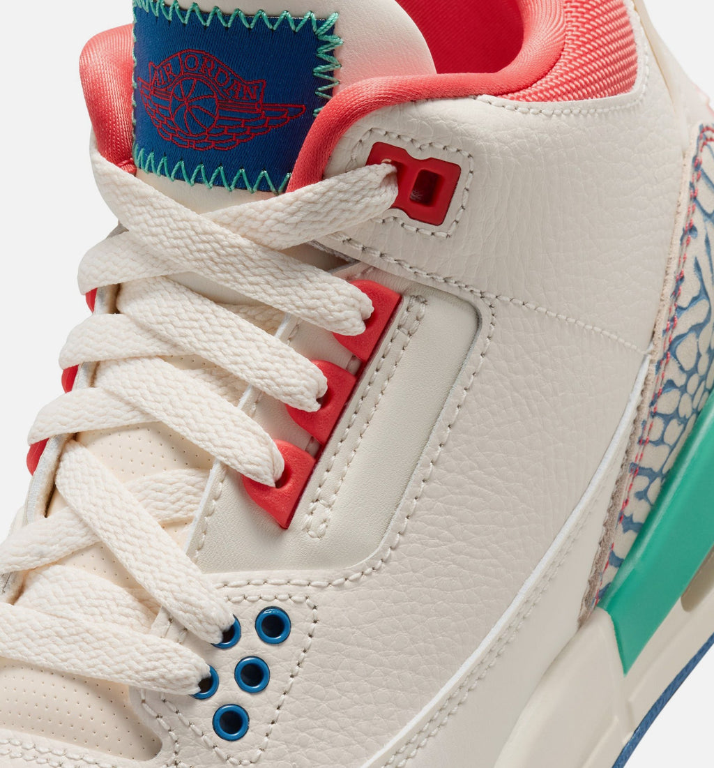 Air Jordan 3 Retro Play Your Way Youth Sneakers - Chalk/Track Red/True Blue/Kinetic Green