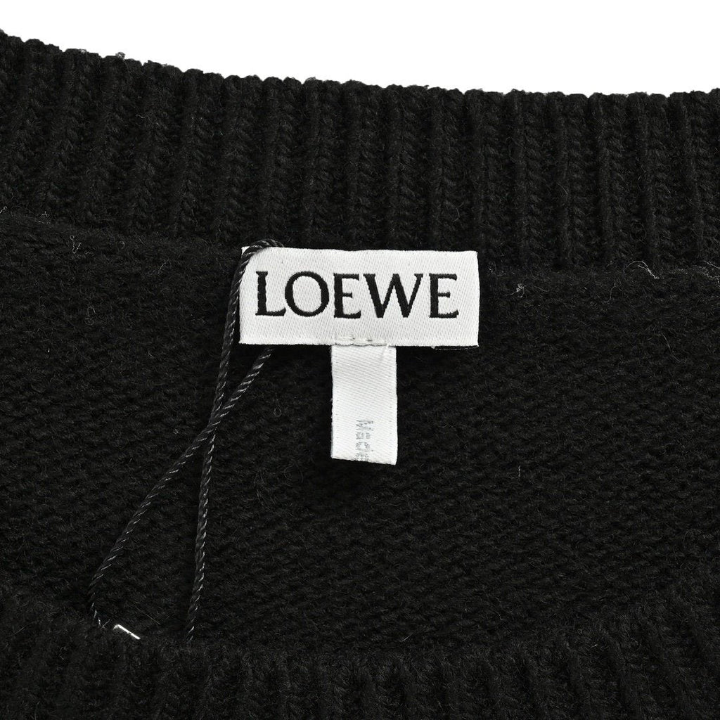 Loewe Anagram Logo Embroidered Wool Sweater In Black