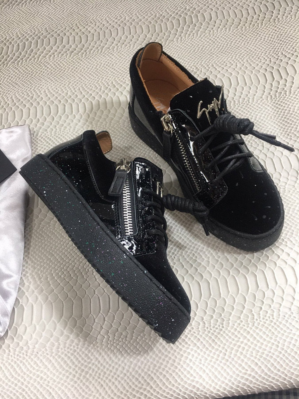 Giuseppe Zanotti Black Speckle Low-Top Sneakers