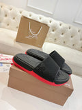 Christian Louboutin Men's Black Red Sole Slide Sandals