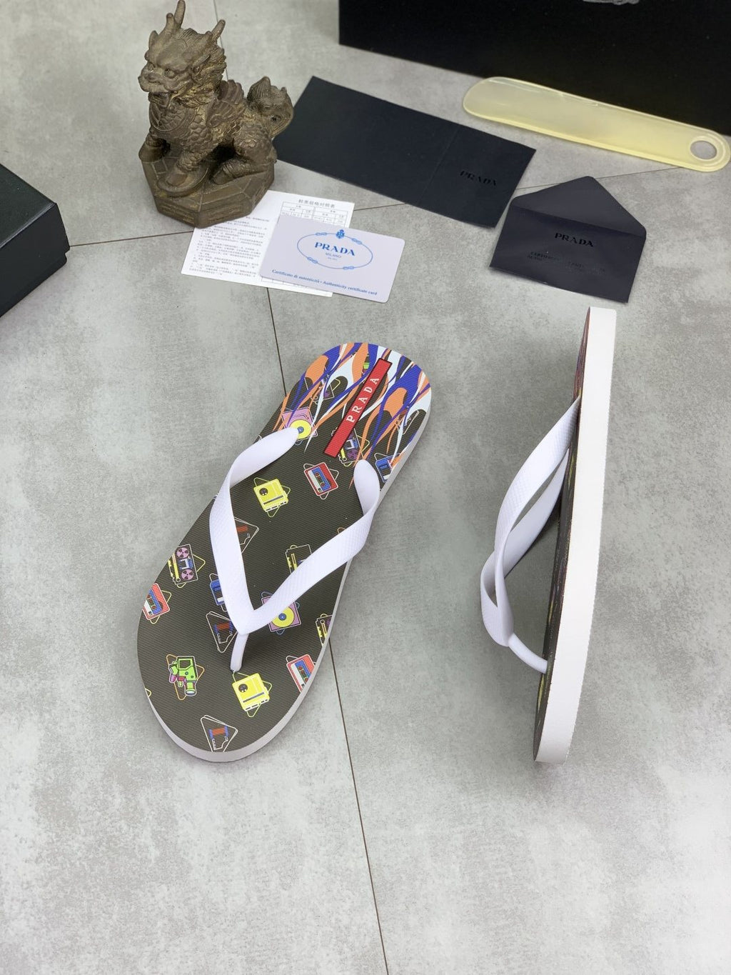Prada Multicolor Print Flip-Flops