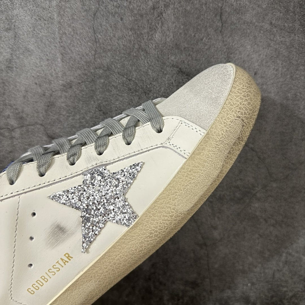 Golden Goose Silver Glitter Star Open-Back Sneakers