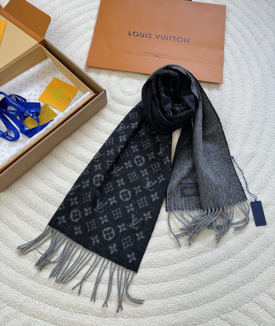 Louis Vuitton Monogram Fringed Scarf