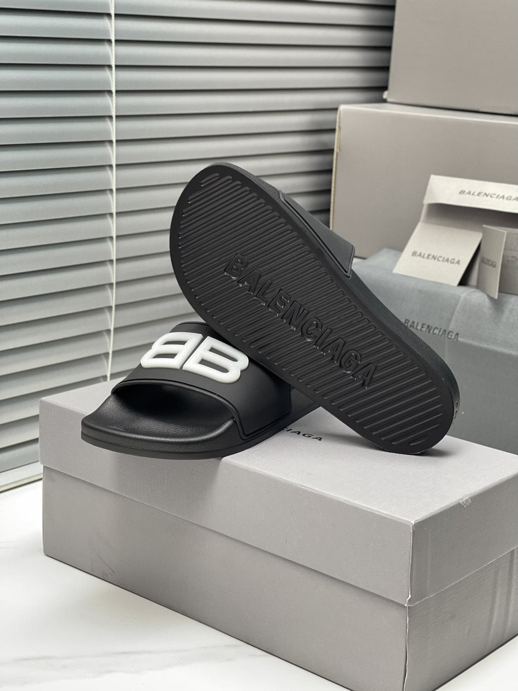 Balenciaga Raised Motif Slide Sandals