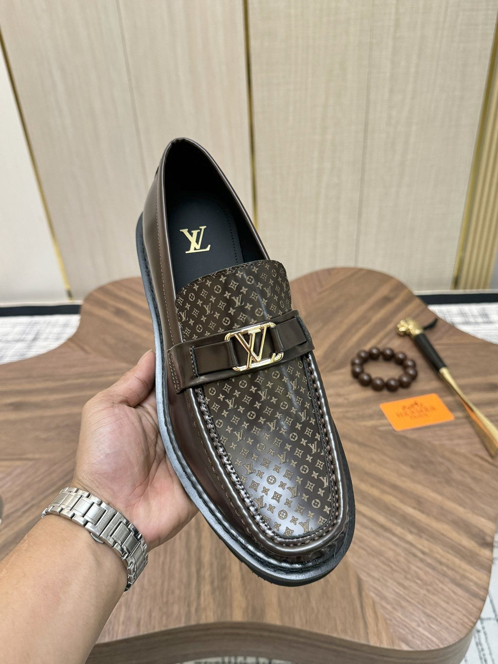 Louis Vuitton Men's Patterned Hardware Loafers