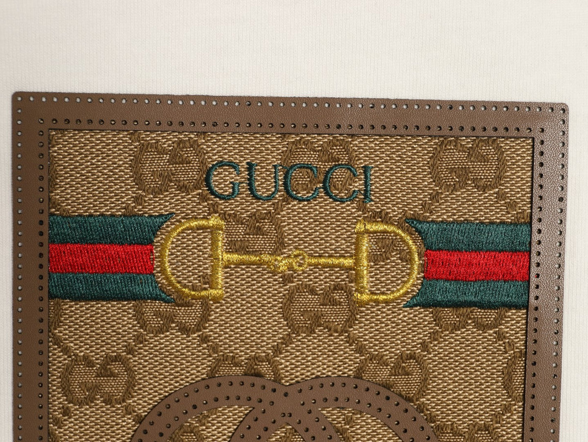 Gucci Monogram-Style Pocket-Patch Short-Sleeve T-Shirt - Cream